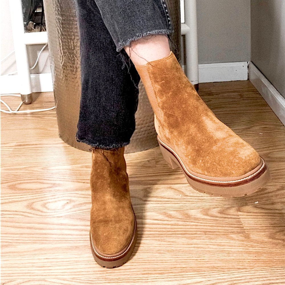TORY BURCH suede lug bootie
